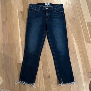 PAIGE Skyline skinny crop - Dark Blue Distressed Hem
